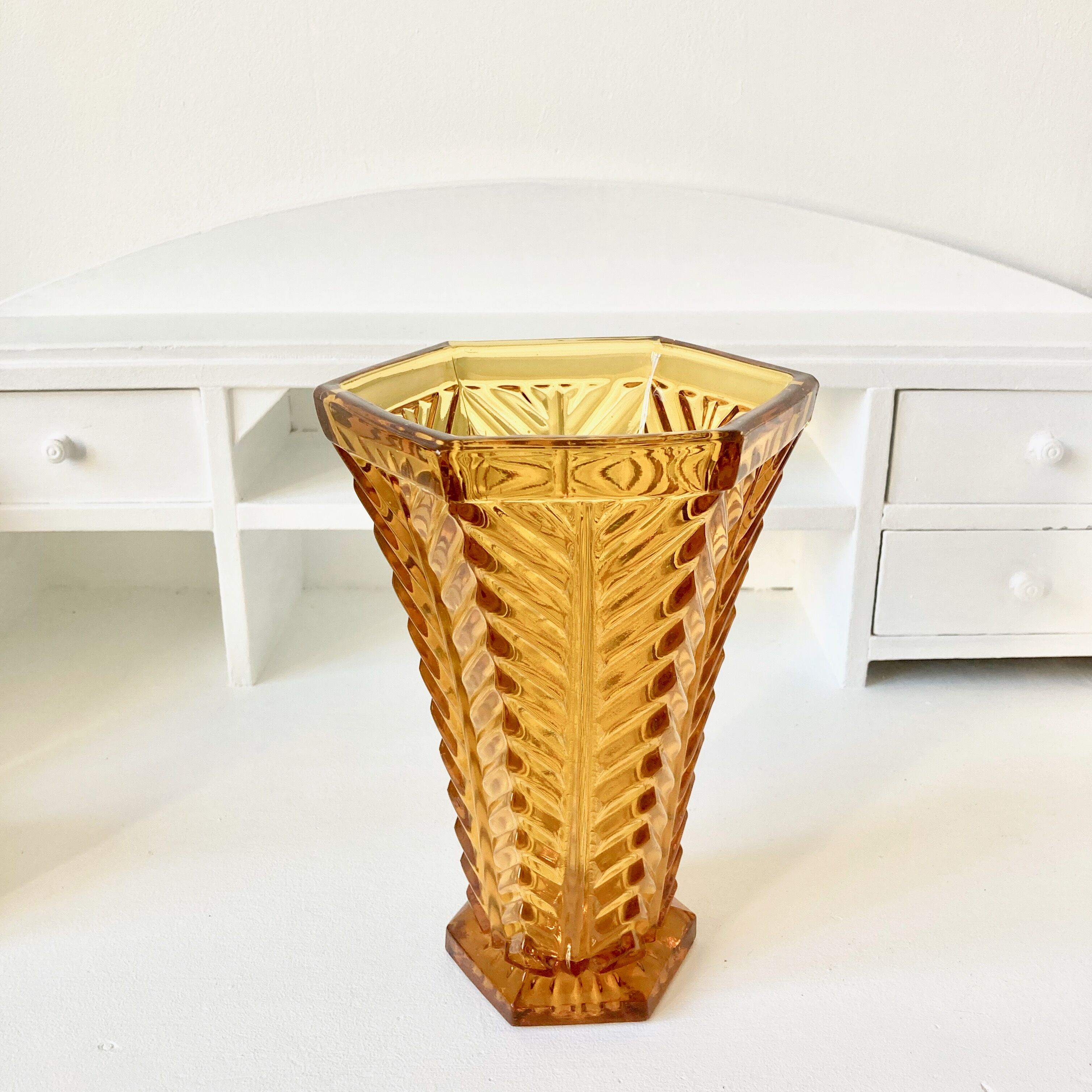 Amber yellow art deco vase