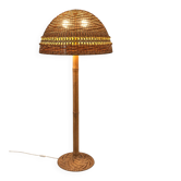 Bamboo and woven rattan floor lamp France 1970