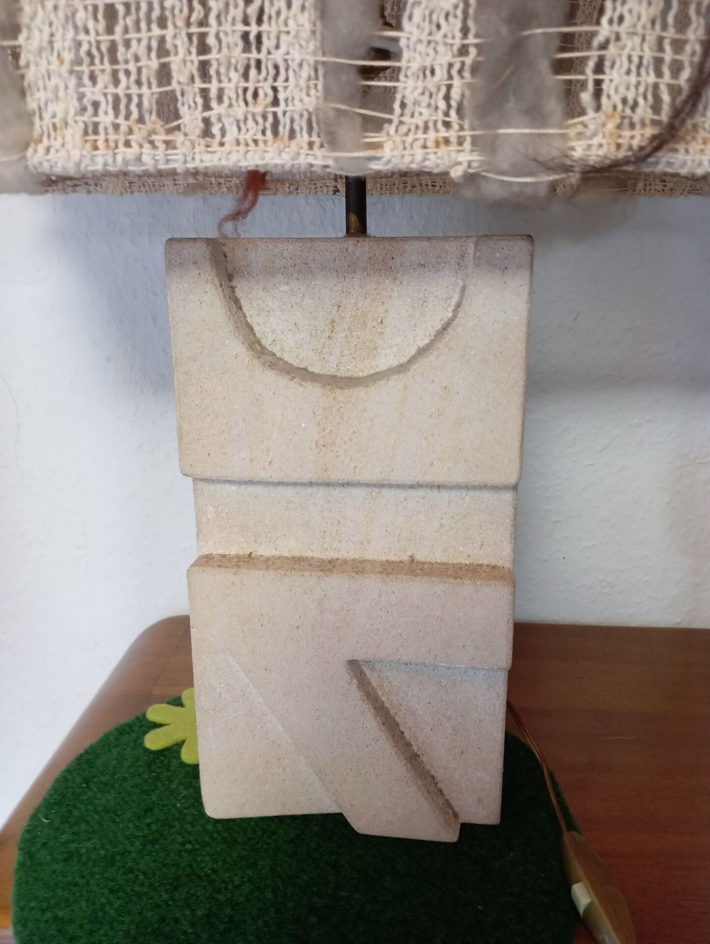Geometric sculpted stone lamp from the 60s-70s.