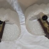 Pair of Scandinavian teak and perspex wall lights