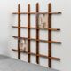 2-light wall lamp with teak grid frame mazzega 1960s vintage modern antique