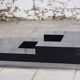 wood and steel bar coffee table, 1980