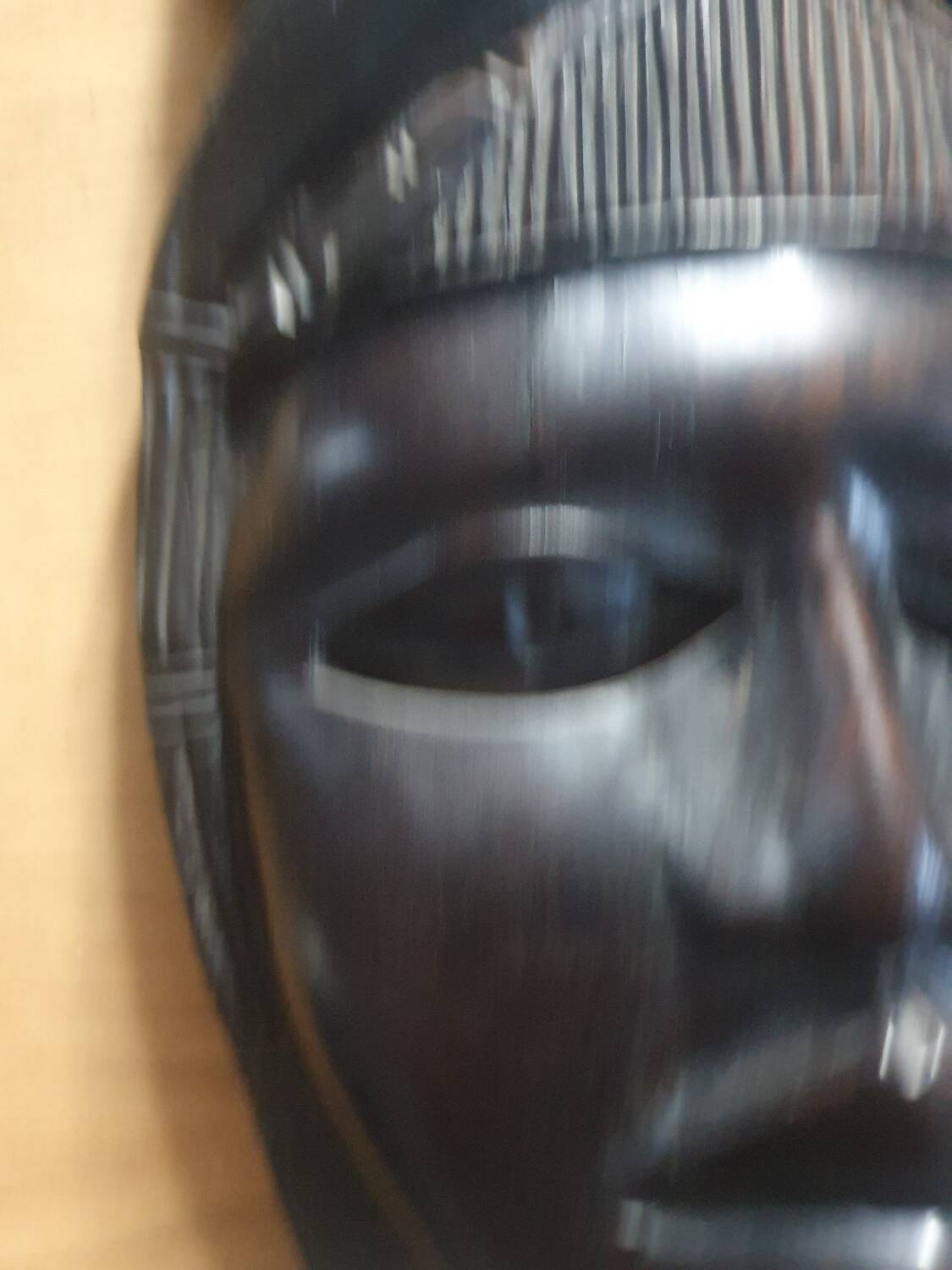 African ceremonial mask in handmade ebony wood