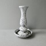 Cellar rat candle holder in white enamel stoneware, 60s-70s