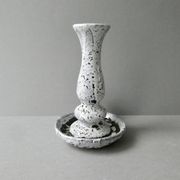 Bougeoir rat de cave en grès émail blanc, années 60-70