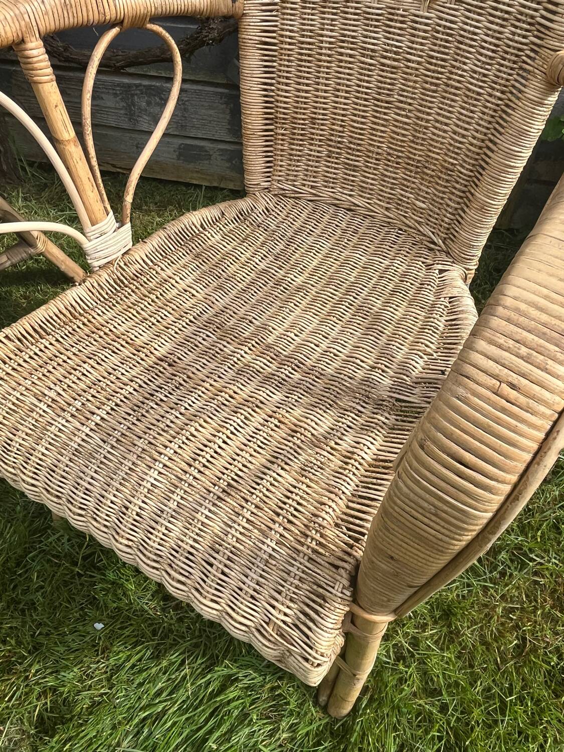 Rattan armchair duo