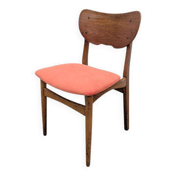 Chaise scandinave bois & orange vintage