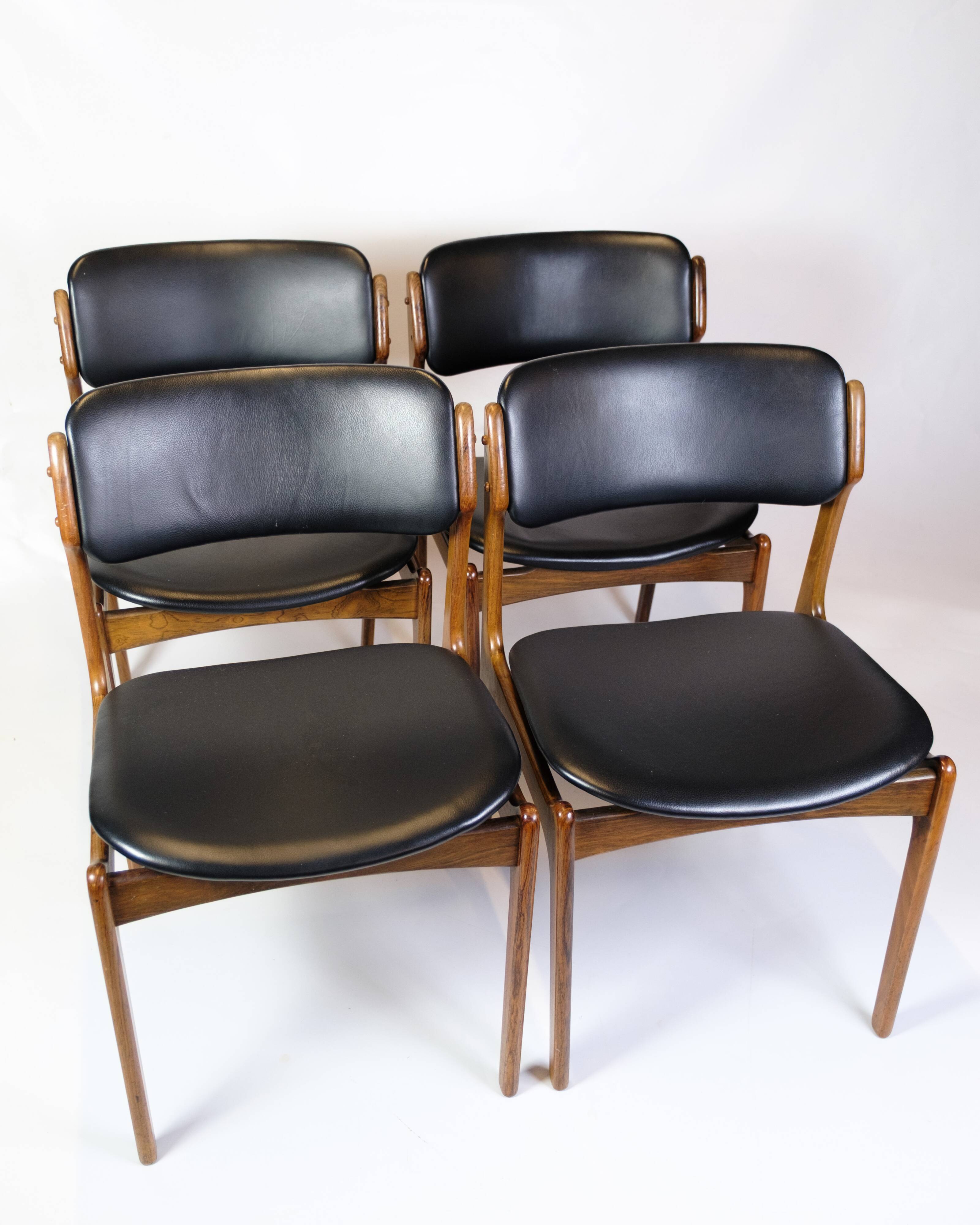 Set Of Four Dining Chairs Model OD 49 In Rosewood By Erik Buch From 1950s