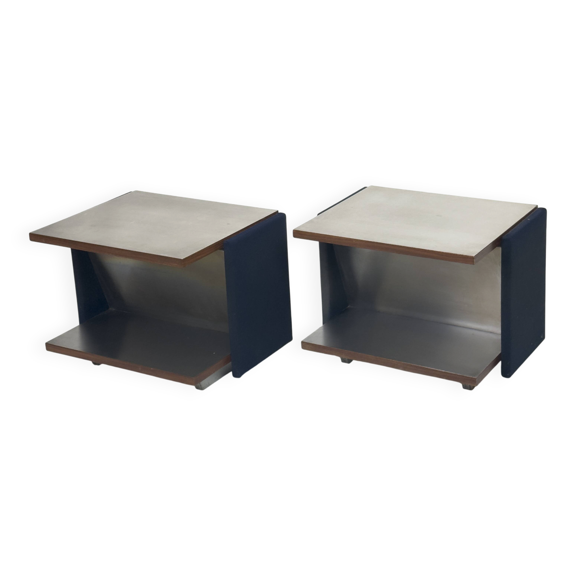 Pair of Vintage Italian Stainless Steel-Clad Side Tables, 1970s