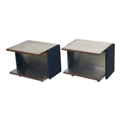 Paire de tables d'appoint vintage en acier inoxydable, années 1970