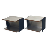 Pair of Vintage Italian Stainless Steel-Clad Side Tables, 1970s