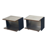 Pair of Vintage Italian Stainless Steel-Clad Side Tables, 1970s