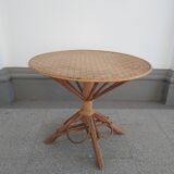decorative round table with wicker and rattan