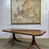 Table in walnut and beech burl, 1980s, with 1 extension leaf