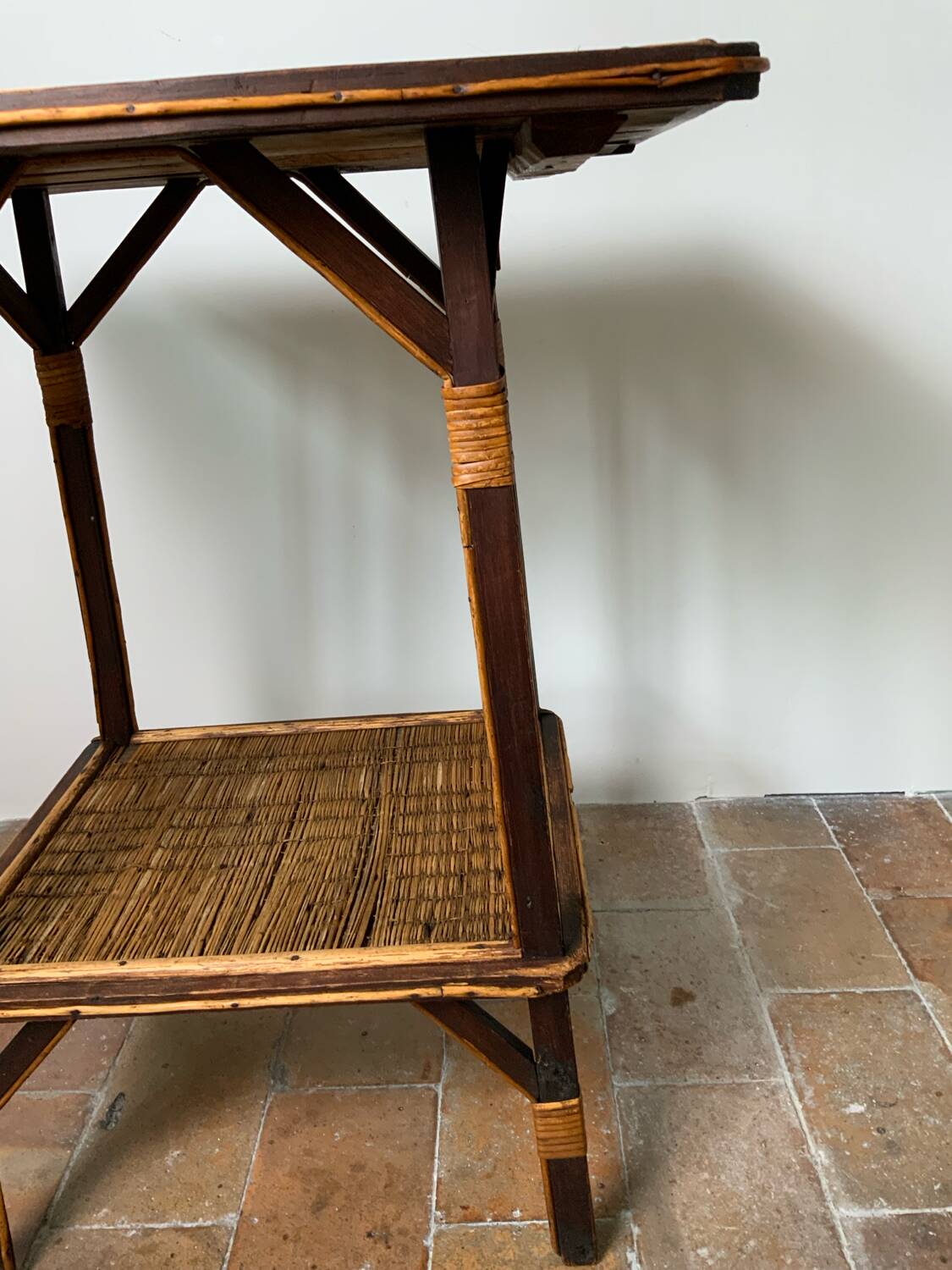 Wood and rattan table