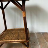 Wood and rattan table