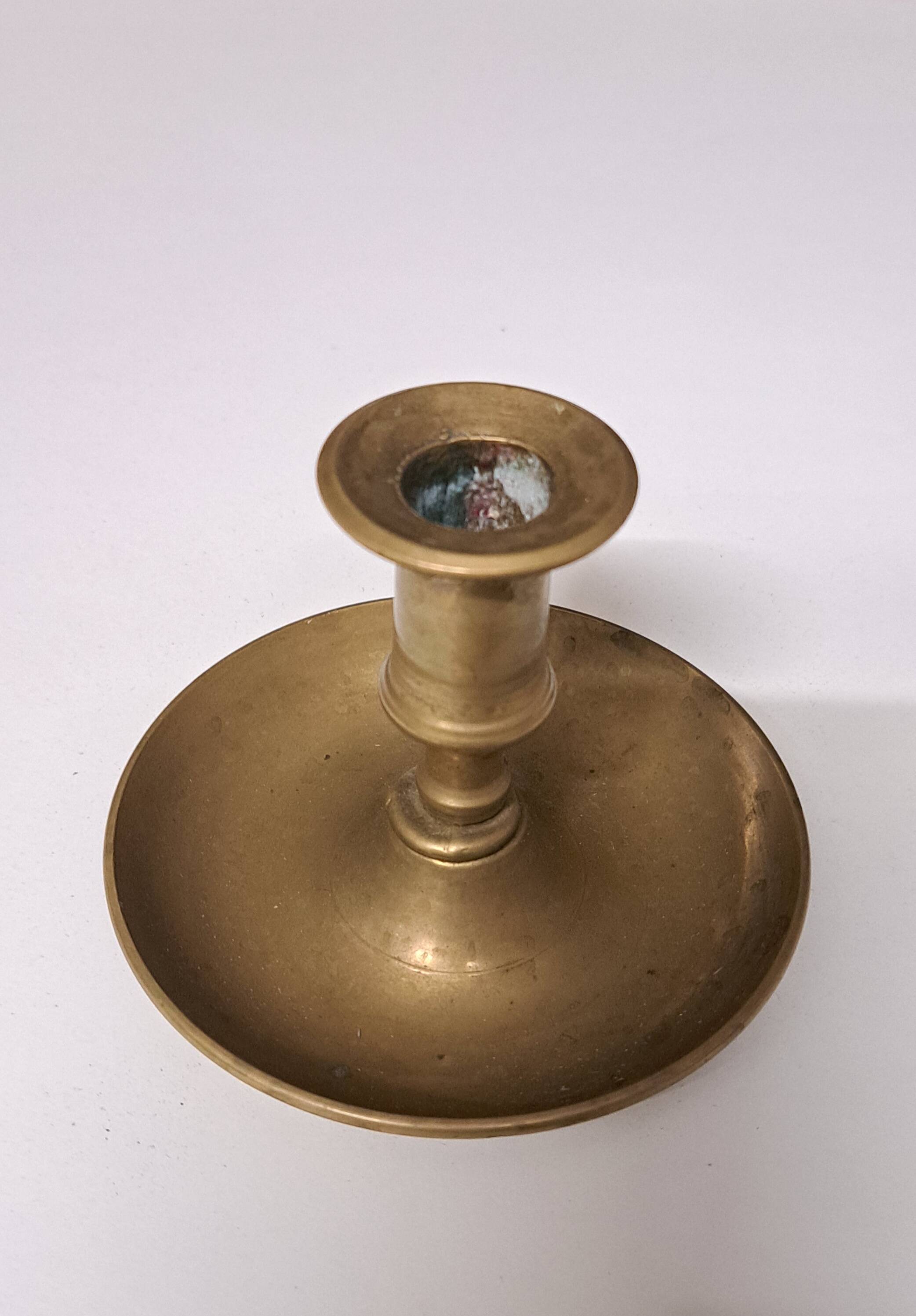 Antique hand candlestick in solid brass - 19th-century Martinet - Country decor C
