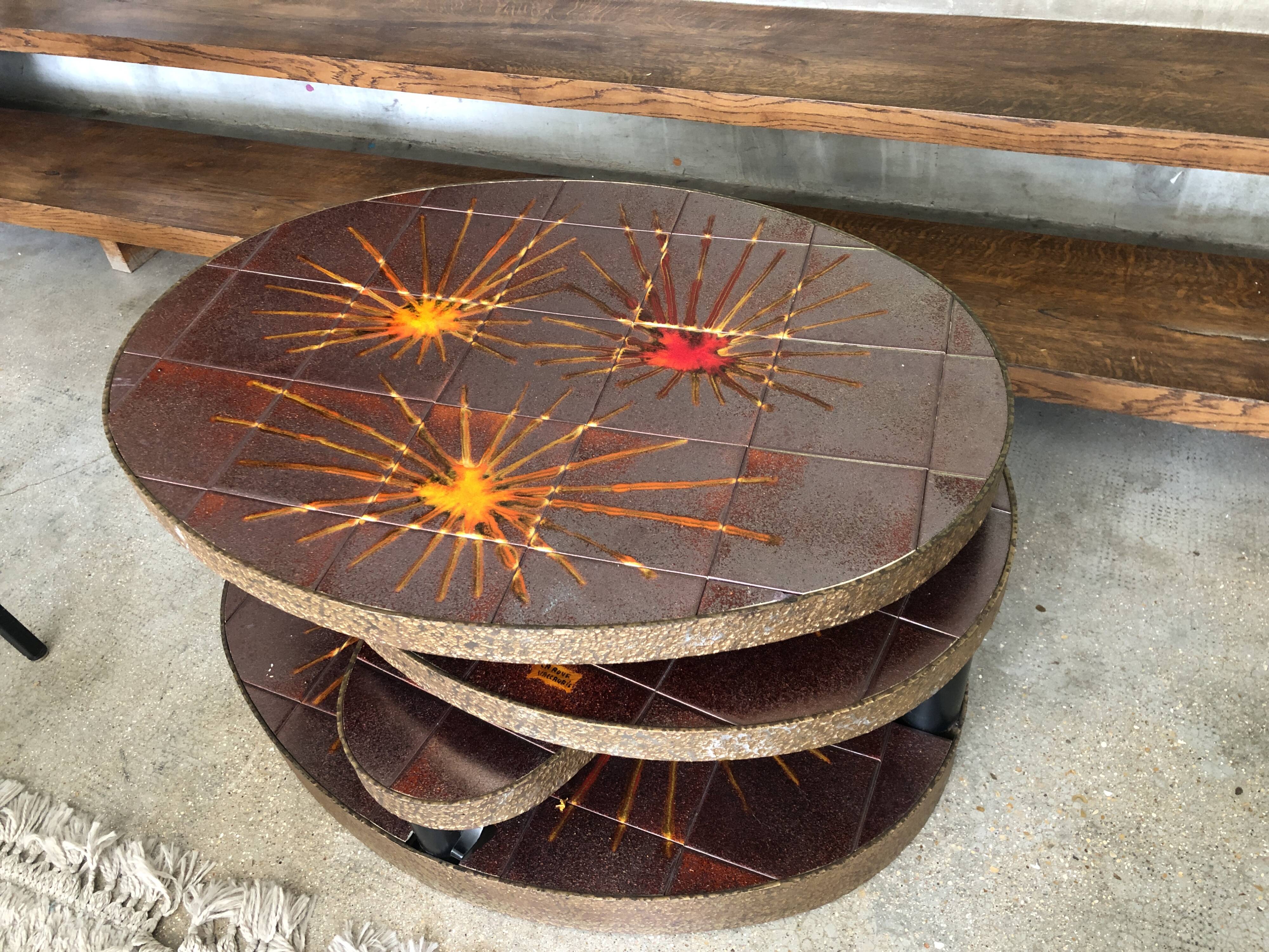 Vintage coffee table signed la roue vallauris