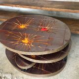 Table basse vintage signée la roue vallauris