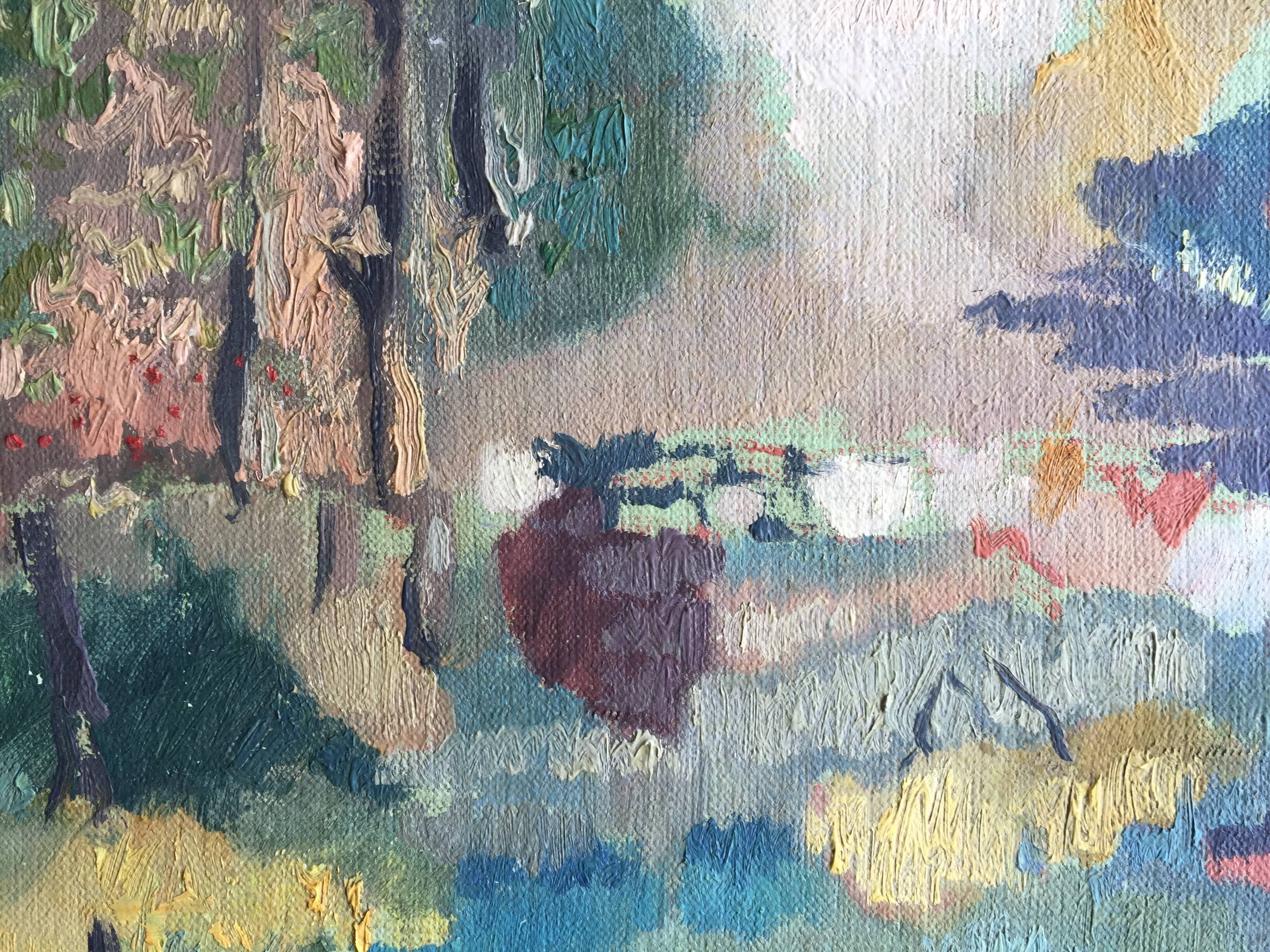 Table oil on canvas by René Fontayne Sud de France 1940