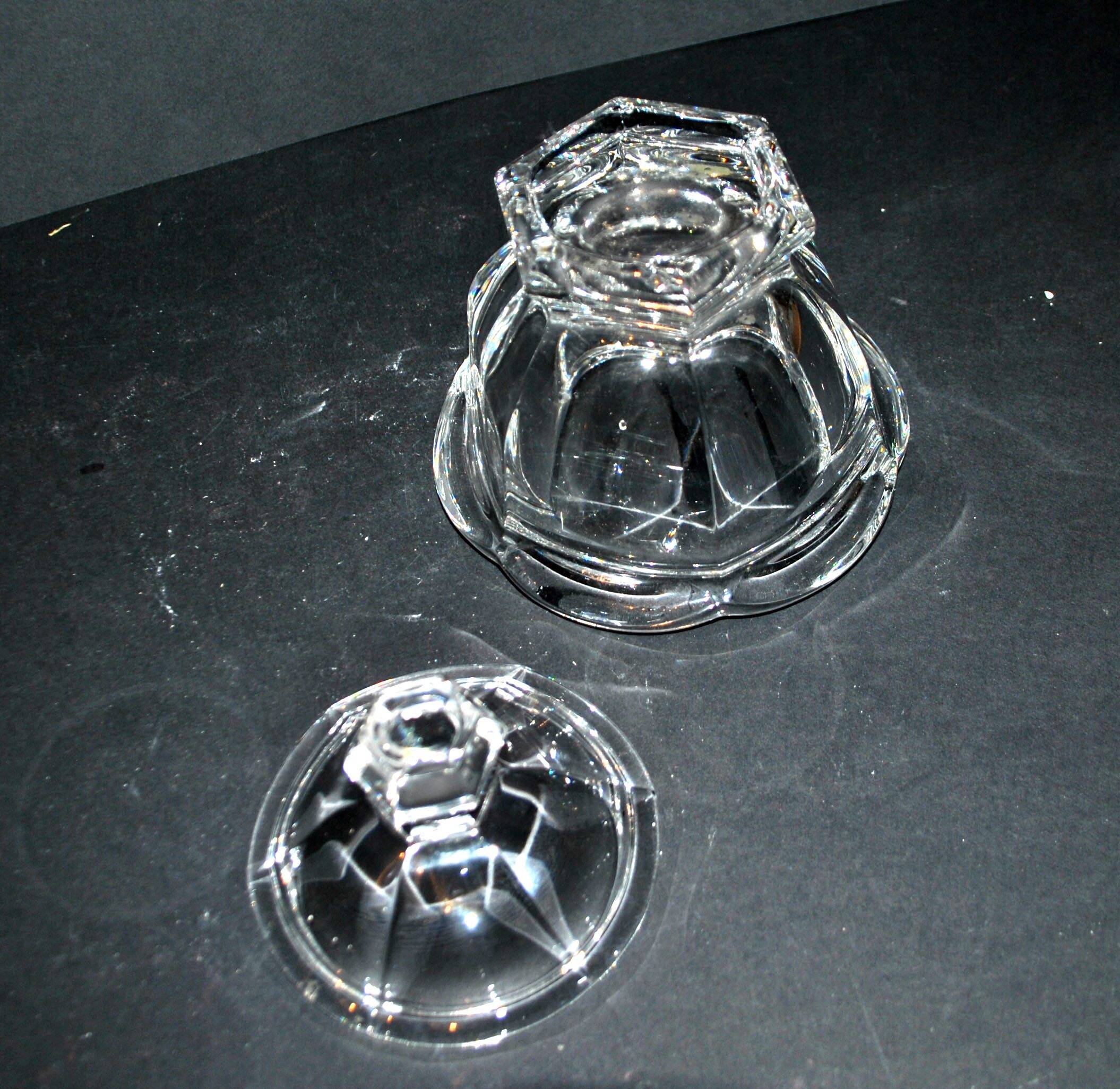 Baccarat Harcourt Missouri Flat Ribbed Crystal Sugar Bowl - Defect