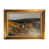 HST painting "Countryside landscape with village" signed G. Etave