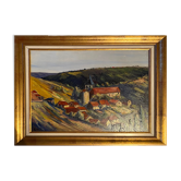 HST painting "Countryside landscape with village" signed G. Etave