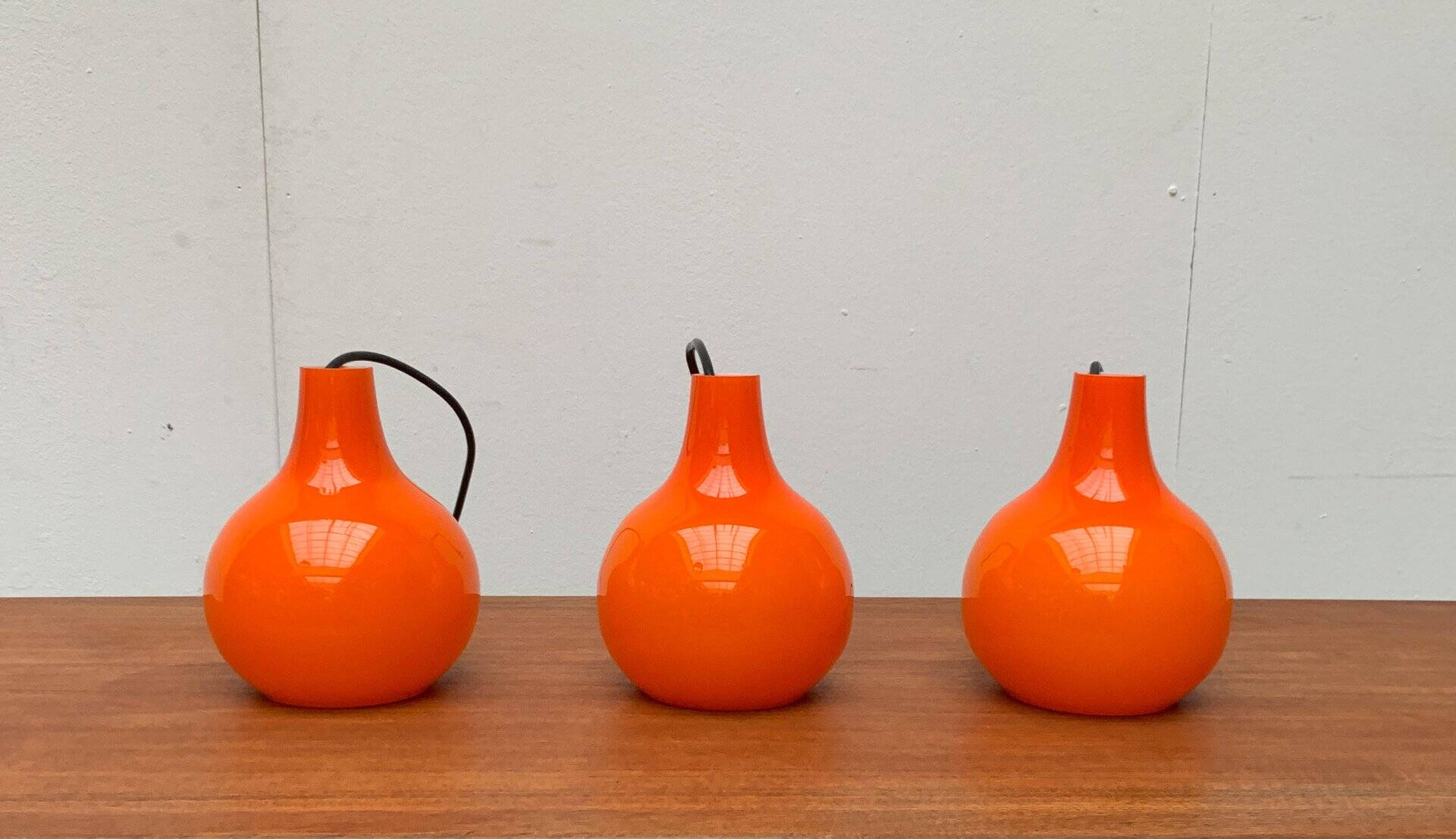 Mid-Century German Glass Pendant Lamp AH by Peill & Putzler, Set of 3