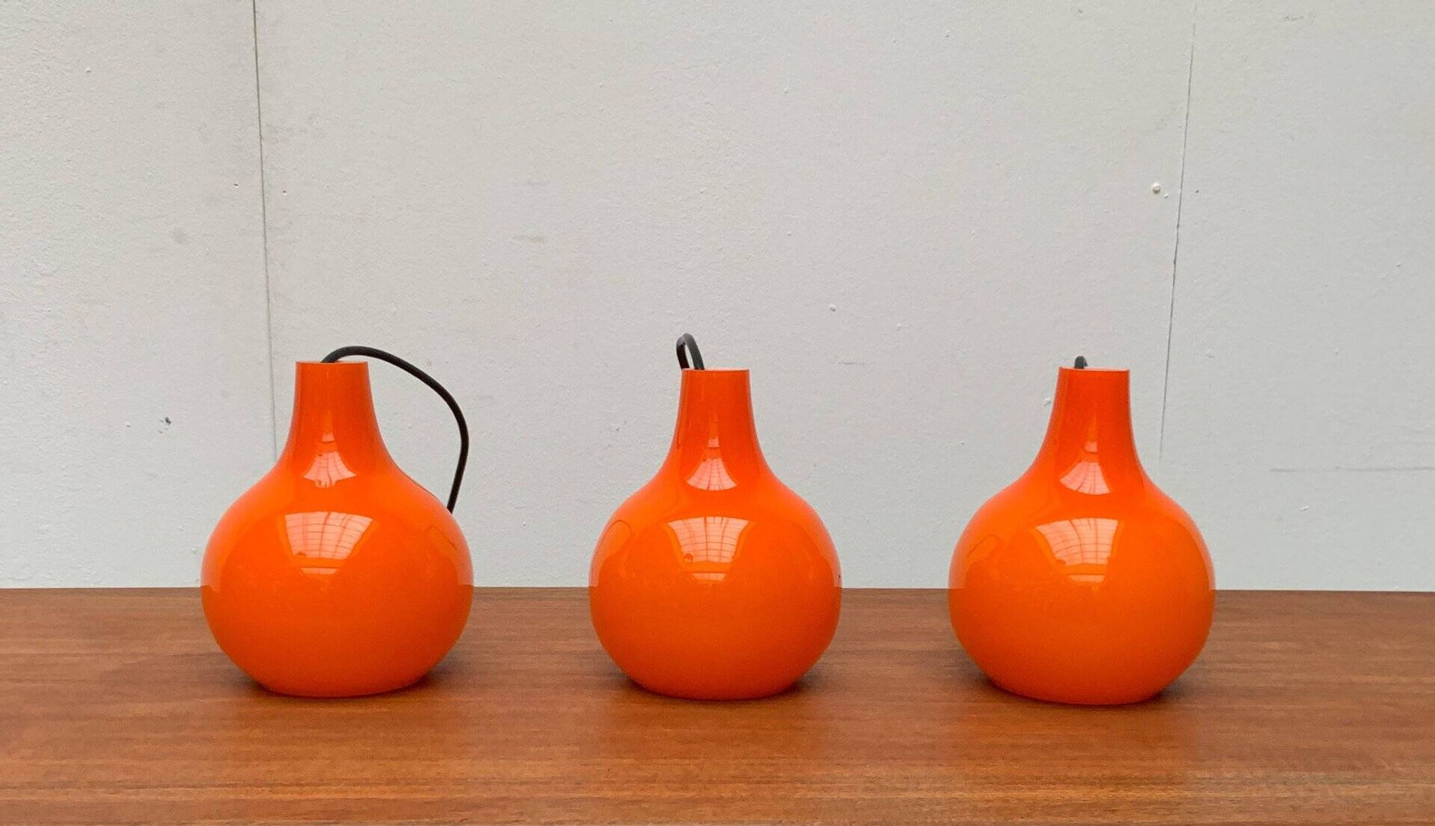 Mid-Century German Glass Pendant Lamp AH by Peill & Putzler, Set of 3