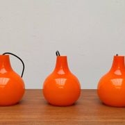 Mid-Century German Glass Pendant Lamp AH by Peill & Putzler, Set of 3