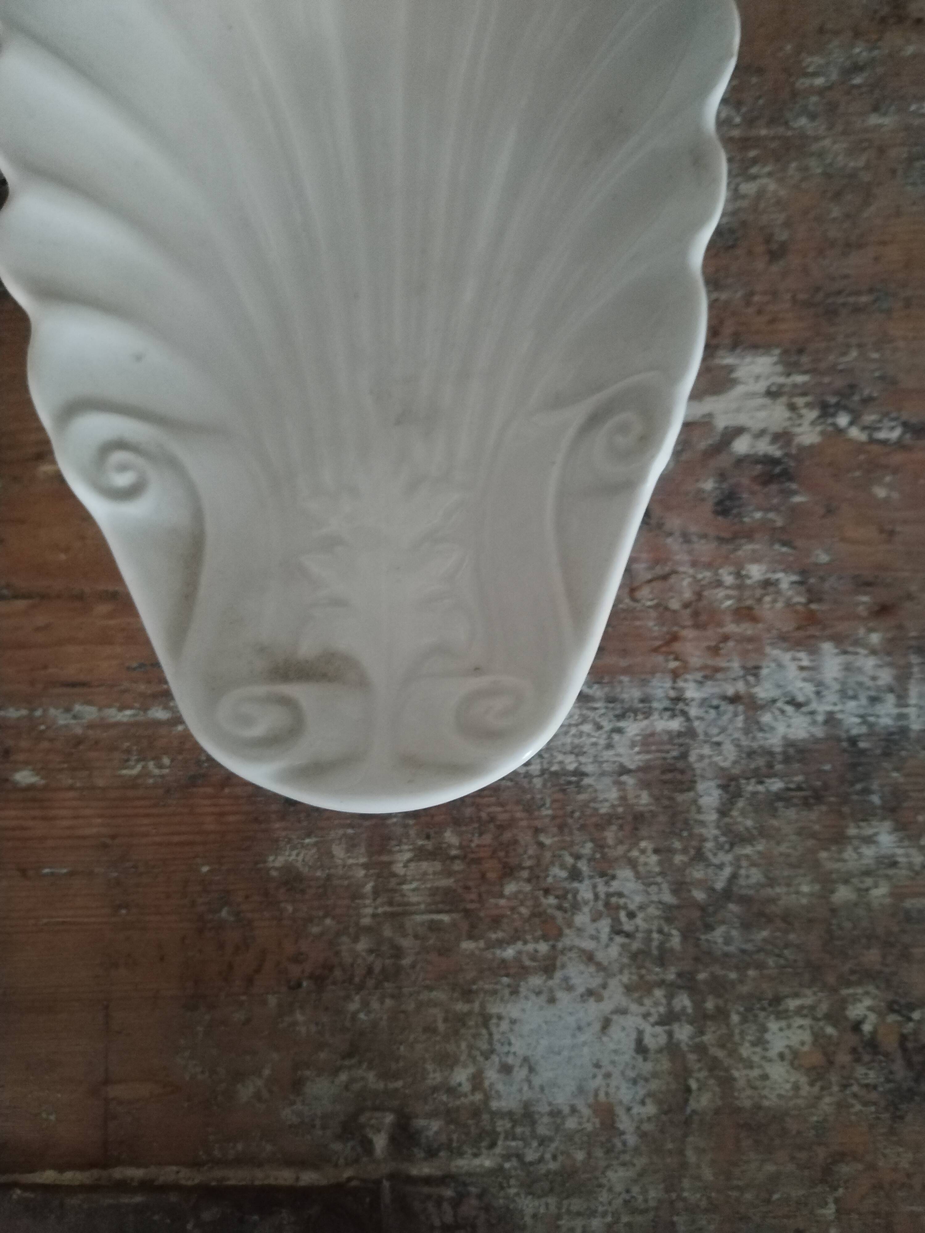 Pair of white earthenware shells 19th