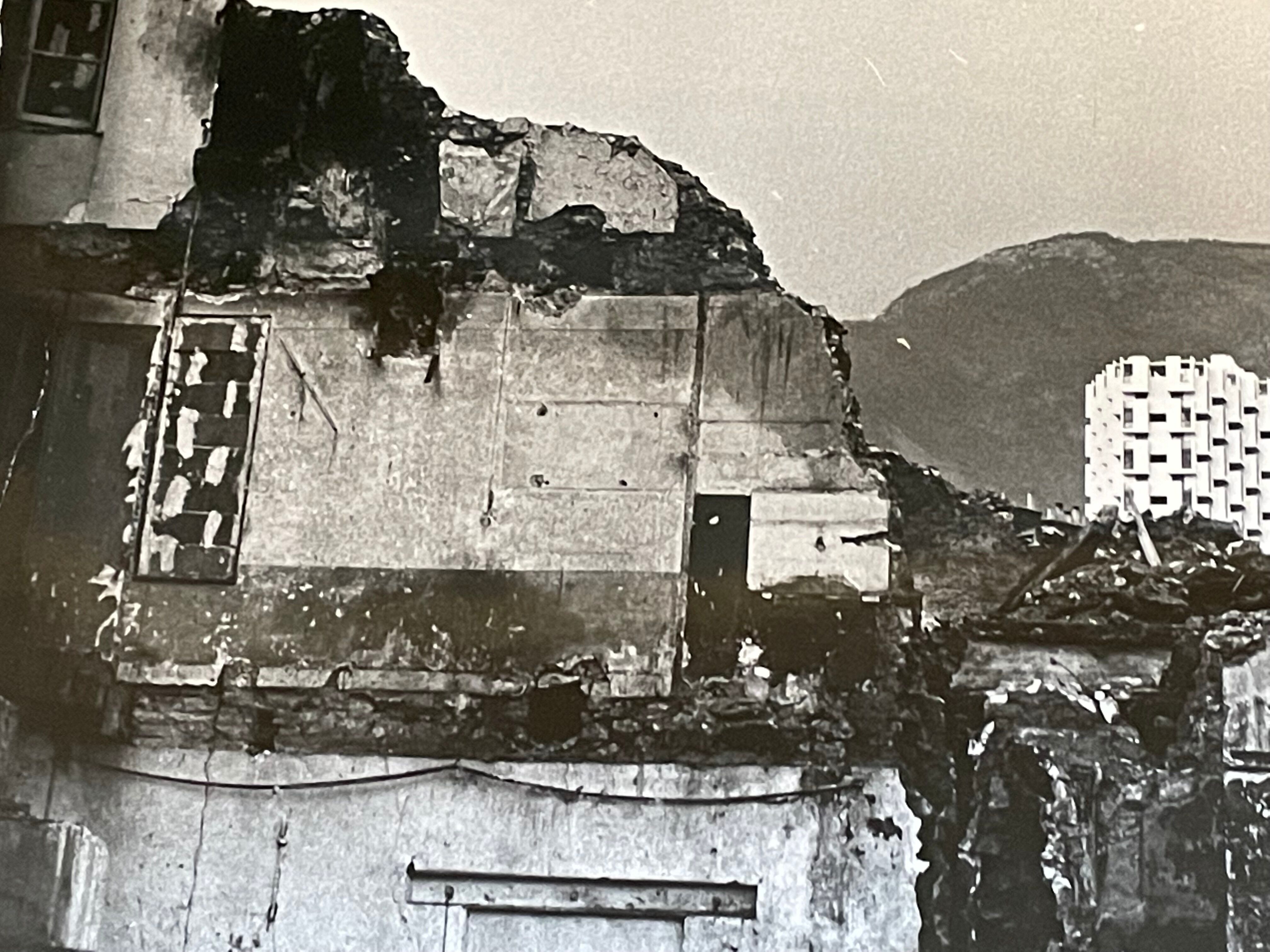 Photograph black and white silver print circa 1970 architecture