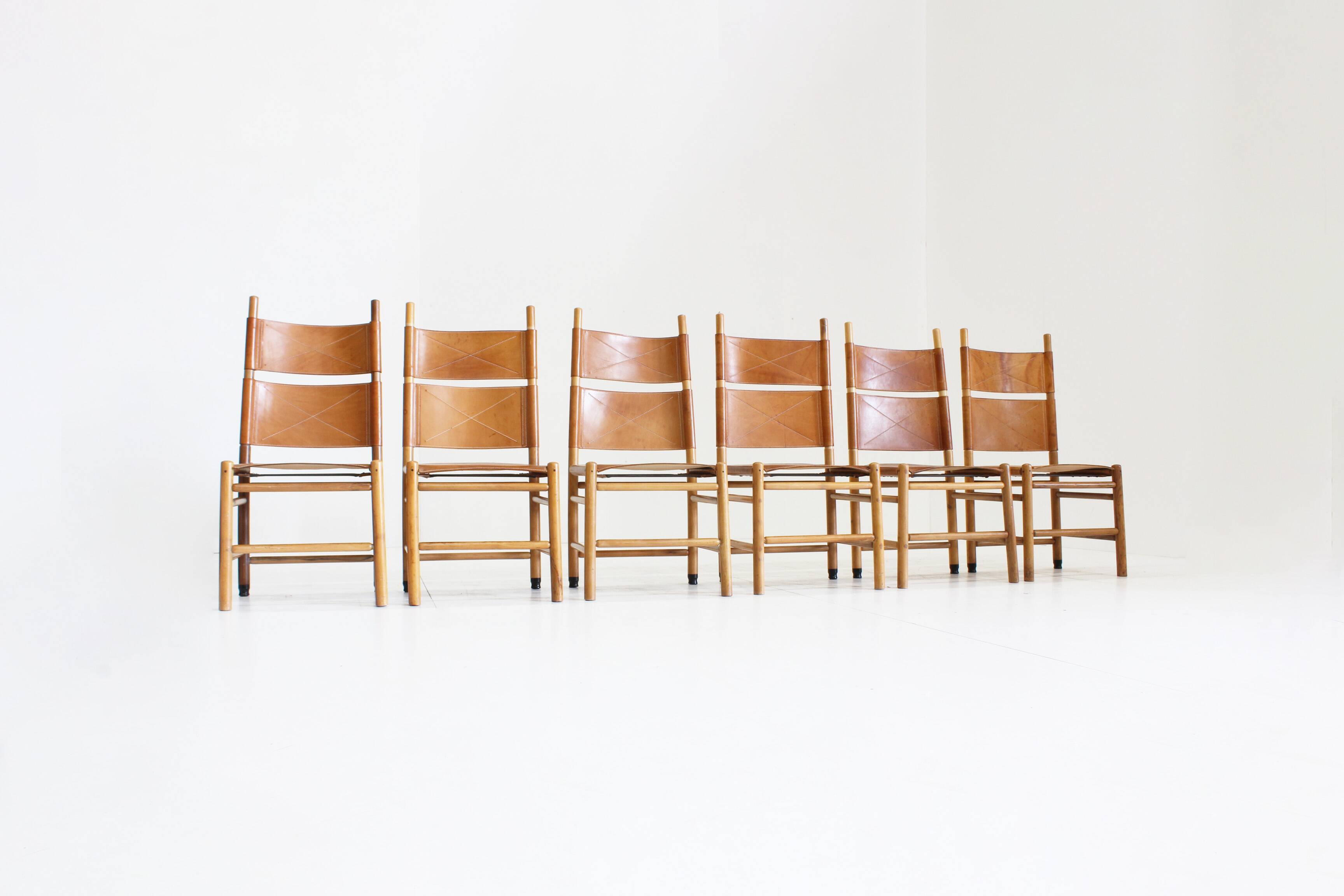 Chaises de salle à manger vintage Kentucky par Carlo Scarpa pour Bernini, années 1970, lot de 6