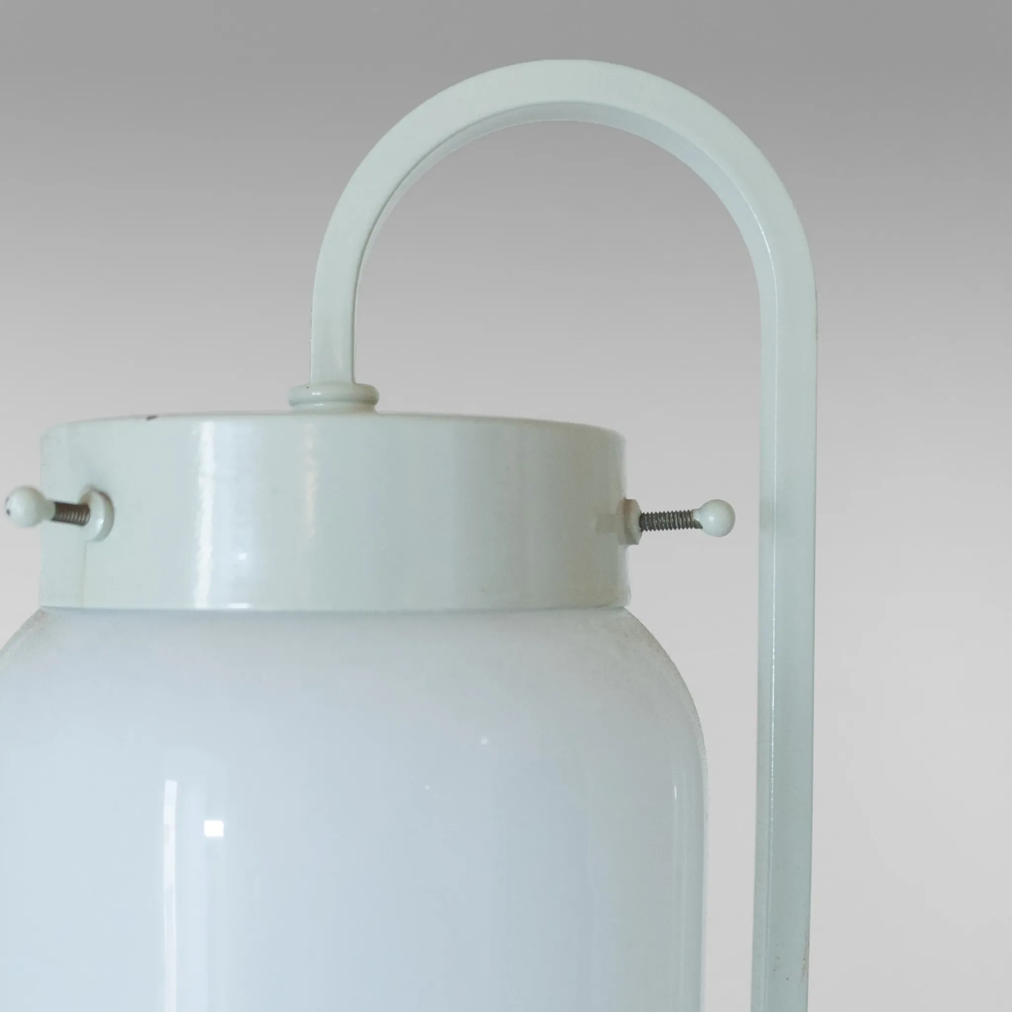 Vintage Vistosi Sytle Space Age Floor Lamp, Iron & Opaline Glass, 1970s