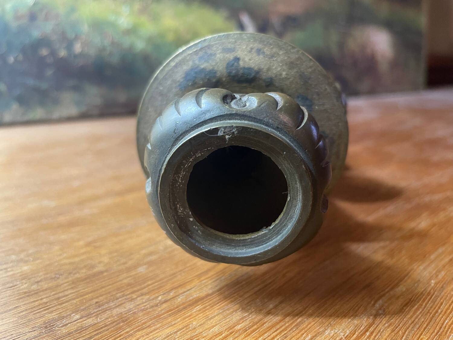 Art deco bronze candle holder