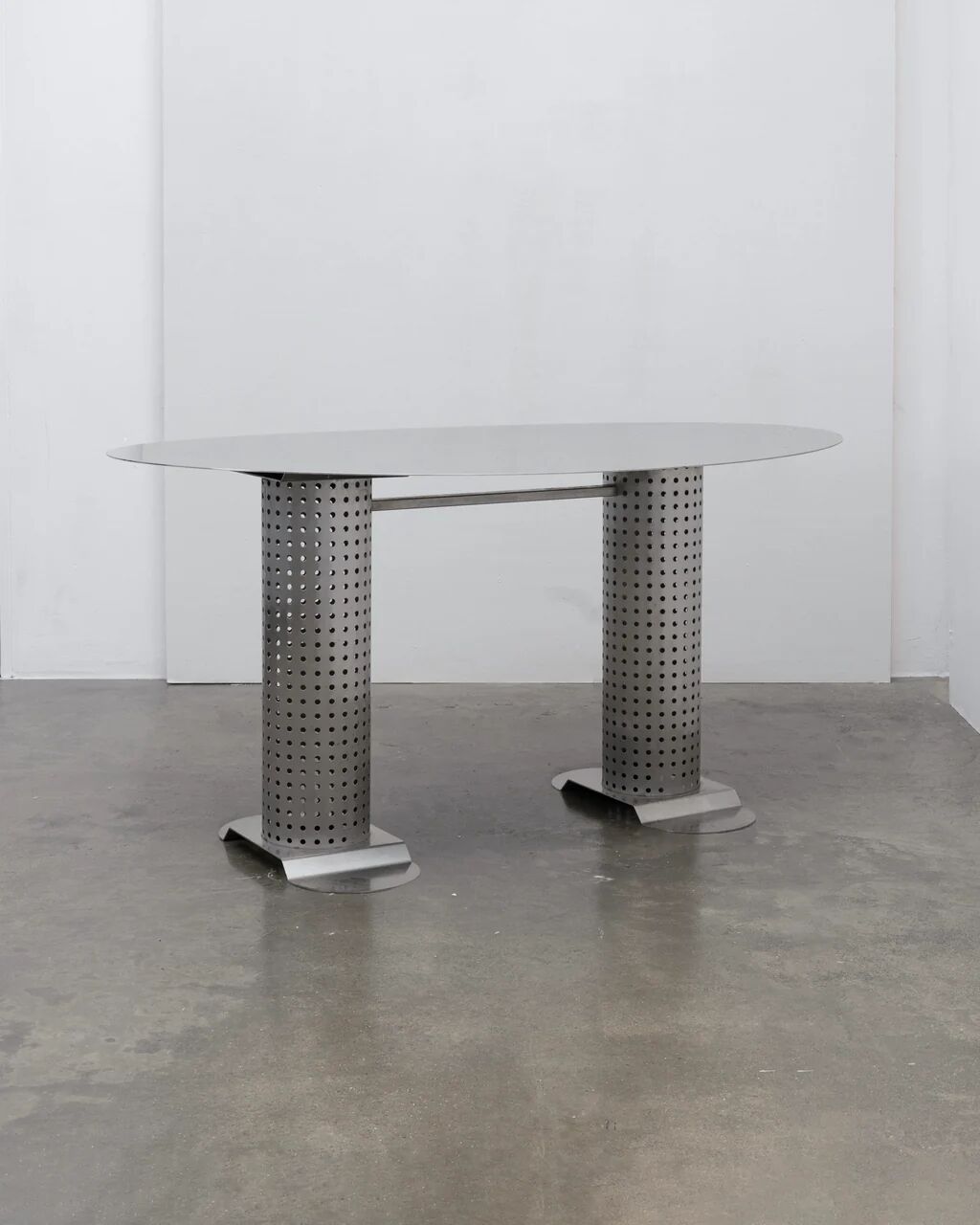 Postmodern stainless steel dining table, c.1980