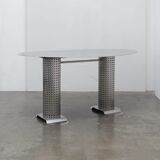 Postmodern stainless steel dining table, c.1980