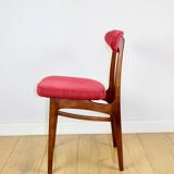 Vintage Hałas upholstered chair in raspberry strawberry vintage colour