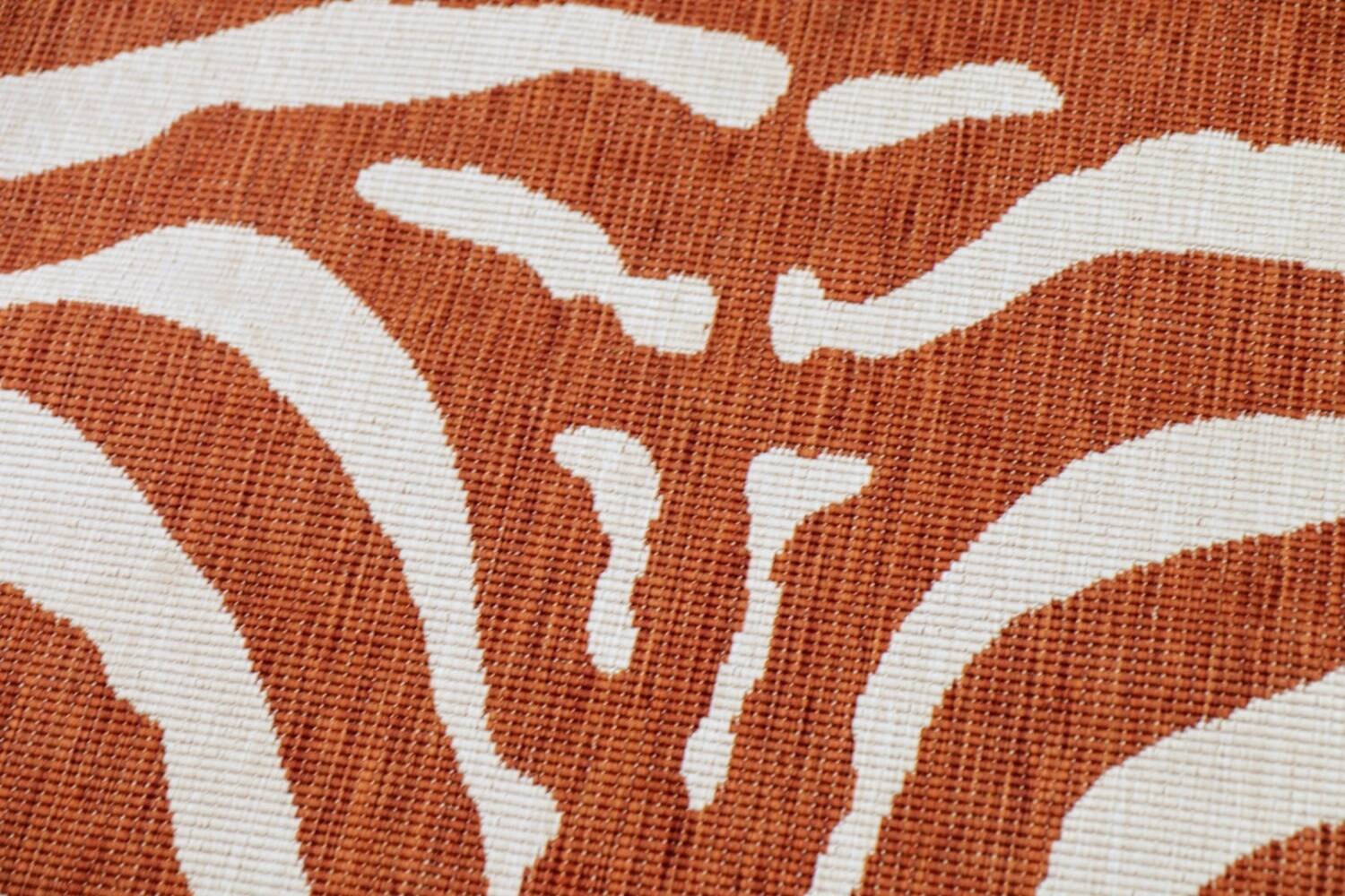 Tapis vintage orange blanc zébré style ethnique