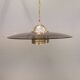 Original Belid T 391 pendant light in gold-coloured metal and smoke-coloured glass