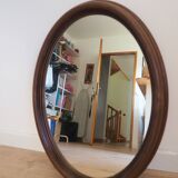 Vintage oval mirror with wooden frame