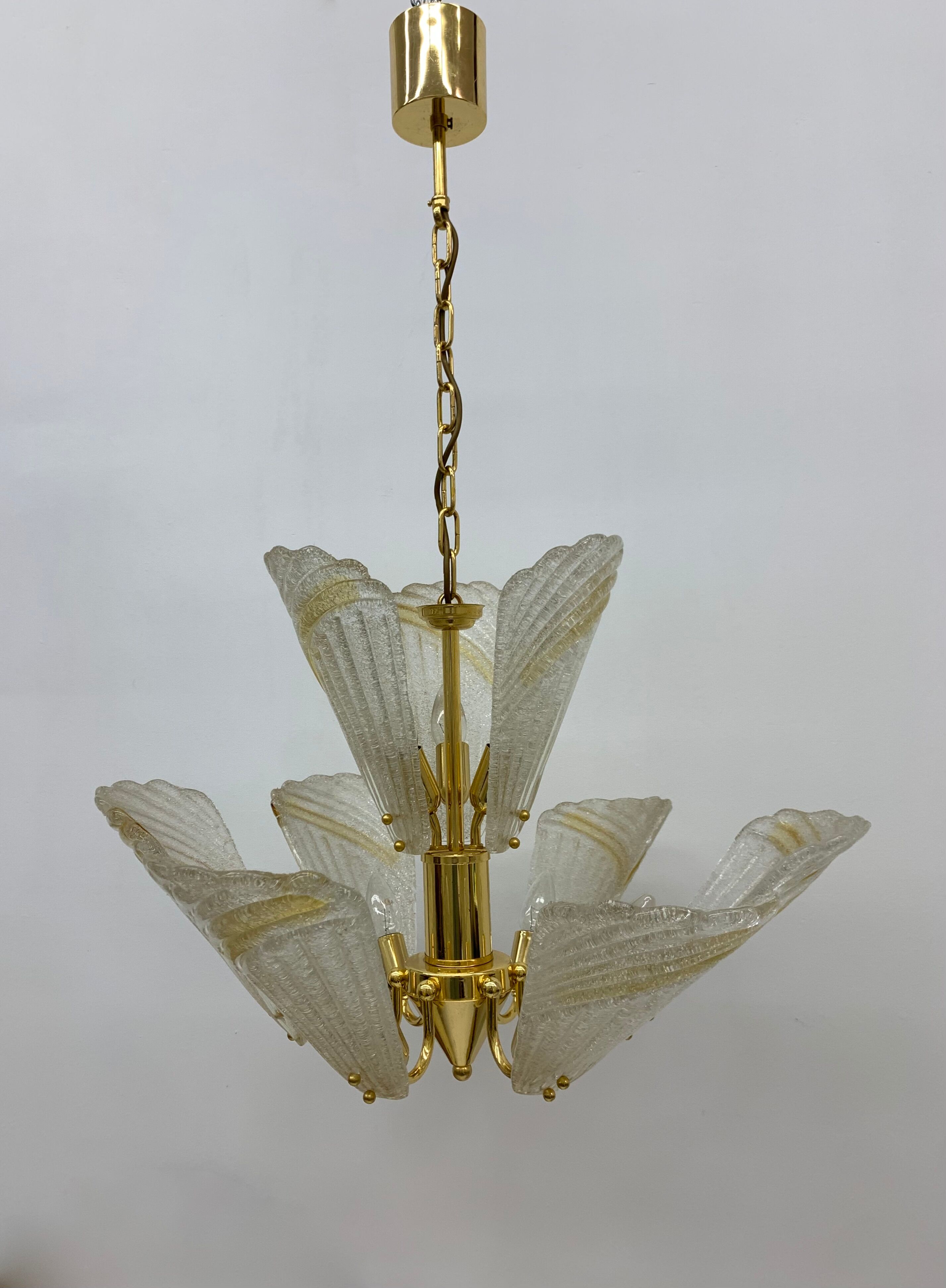 Italian murano glass chandelier hollywood regency design , 1970