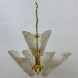 Italian murano glass chandelier hollywood regency design , 1970