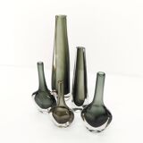 Collection de 5 vases Scandinaves en verre sommerso Nils Landberg pour Orrefors