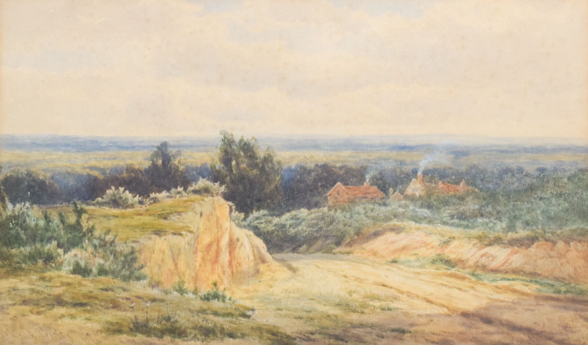 Aquarelle 'Paysage rural' par James Edward Grace