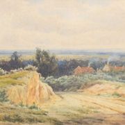 Aquarelle 'Paysage rural' par James Edward Grace