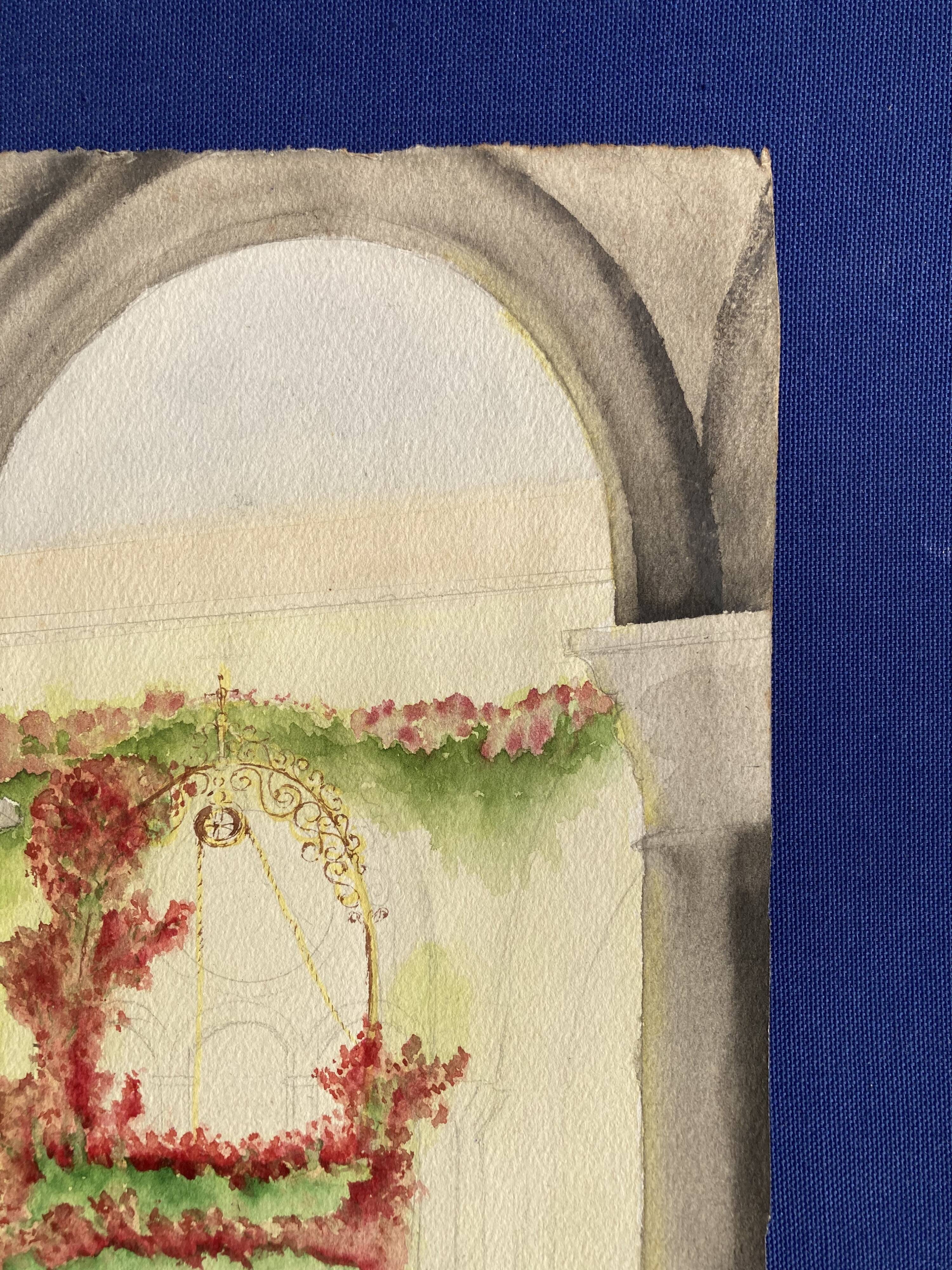 Aquarelle vintage au puits