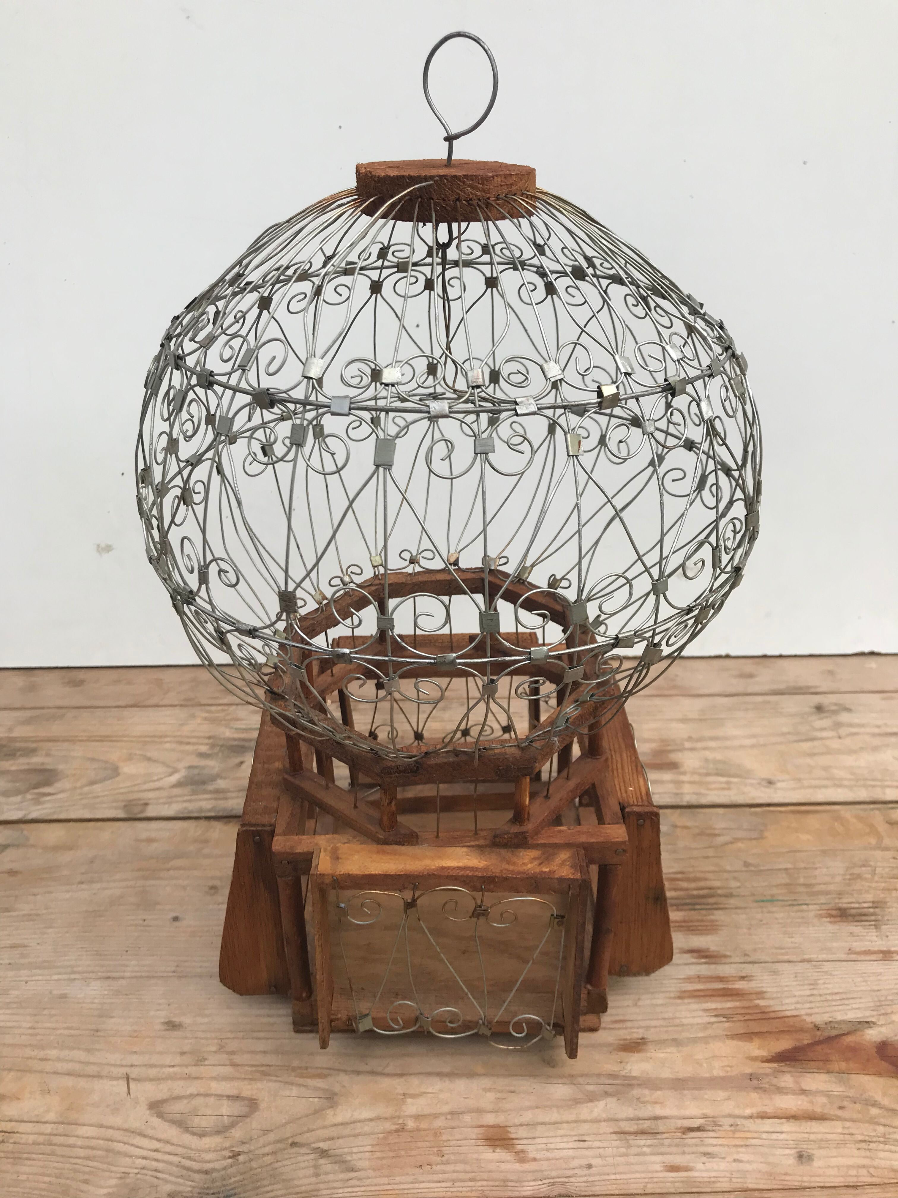 Old metal & wood  bird cage