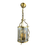 Suspension lanterne en laiton et verre xxe siècle
