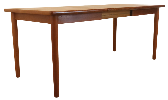 Vintage mid century modern KS Denmark rectangular teak extendable dining table 'Marbjerg'